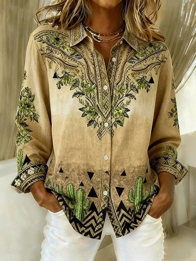 Vintage Western Floral Button Blouse