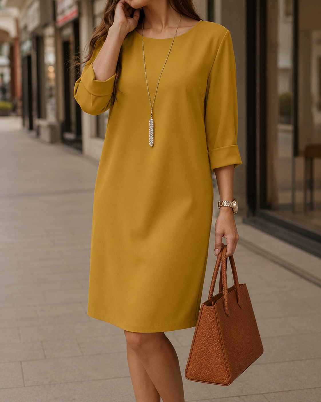 Tummy-Concealing Midi Dress