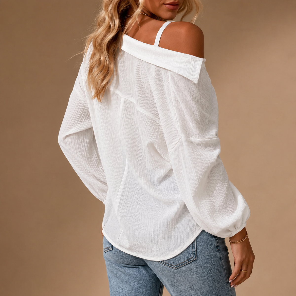 Off-Shoulder Linen Shirt