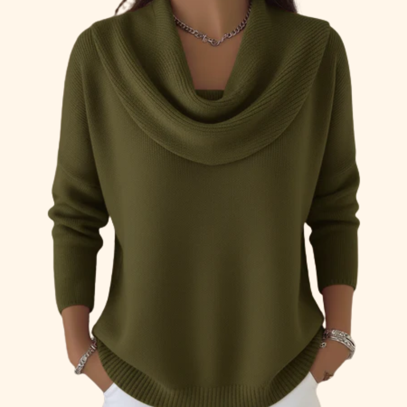 Marie | Elegant Cowl Neck Knit Sweater