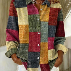 Vintage Patchwork Button Front Blouse