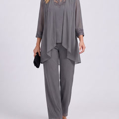 Evelyn three-piece evening set in gray
