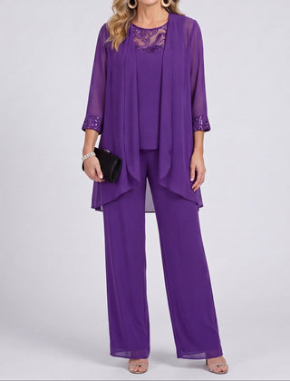 Evelyn three-piece evening set in purple