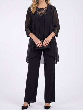 Evelyn three-piece evening set in black