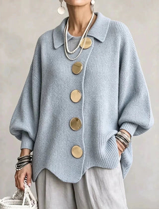Oversized Collared Button Cardigan