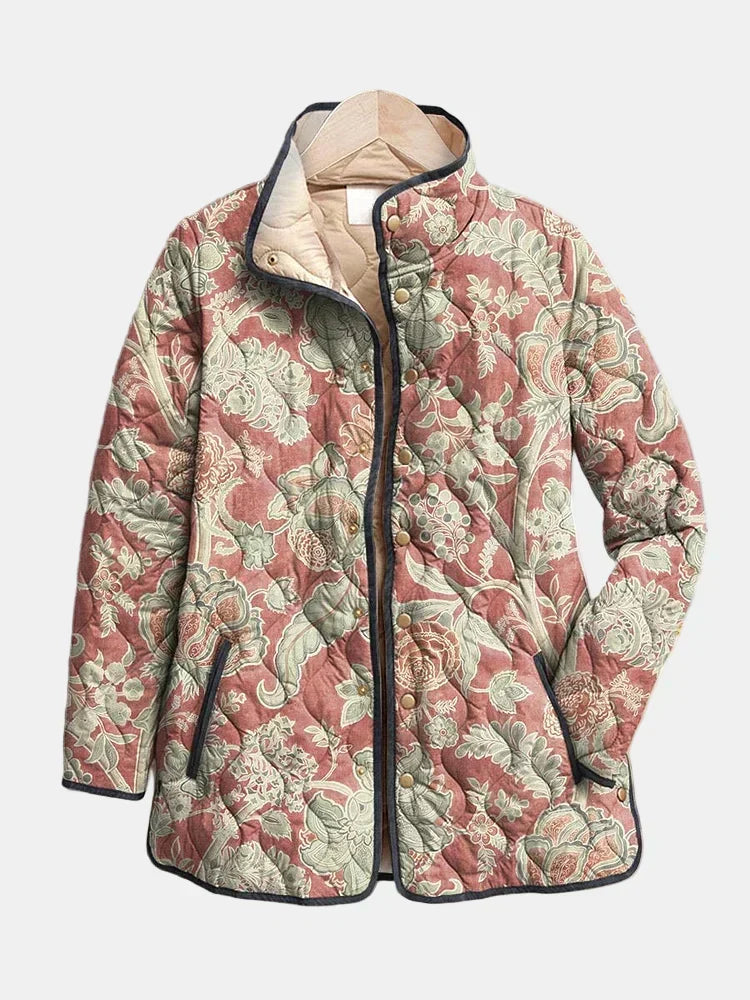 Vintage Floral Casual Quilted Jacket