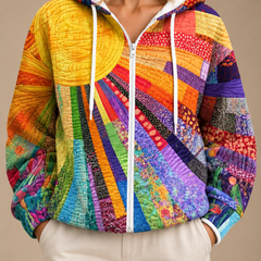 Sunburst Print Zip Hoodie