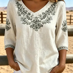 Botanical V-Neck Blouse