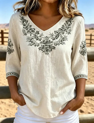 Botanical V-Neck Blouse