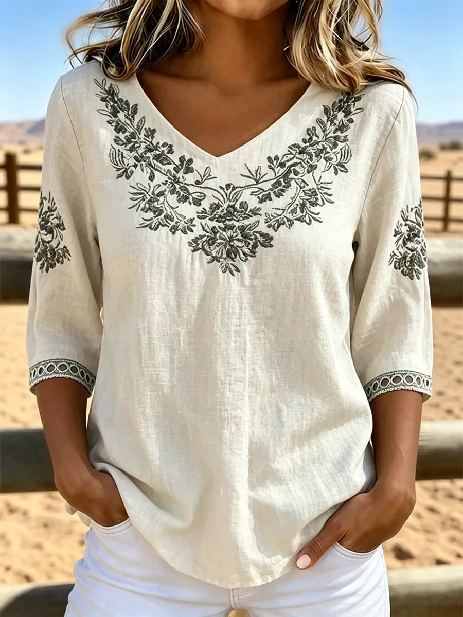 Botanical V-Neck Blouse