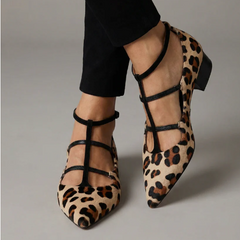 Heeled Shoes with Leopard Strap