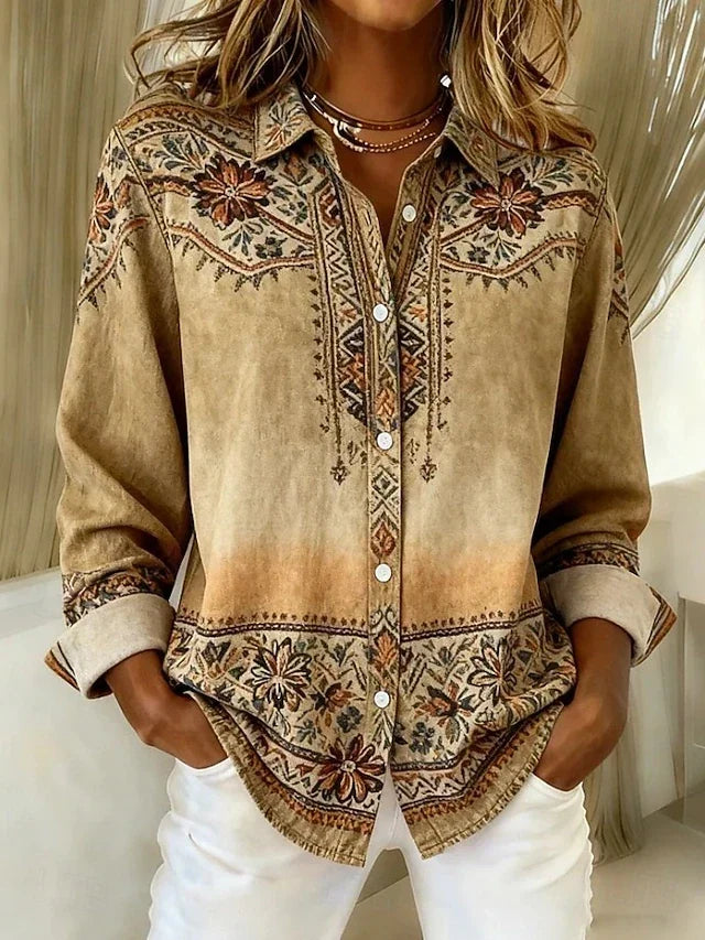 Vintage Floral Button Front Blouse