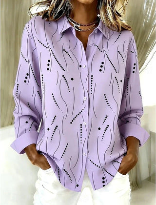 Casual Abstract Print Button Blouse