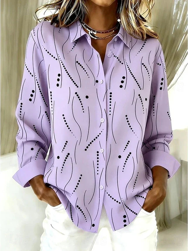 Casual Abstract Print Button Blouse