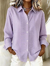 Casual Striped Button Front Blouse