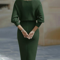 Draped Batwing-Sleeve Dress for Women