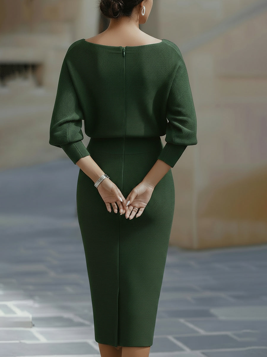 Draped Batwing-Sleeve Dress for Women
