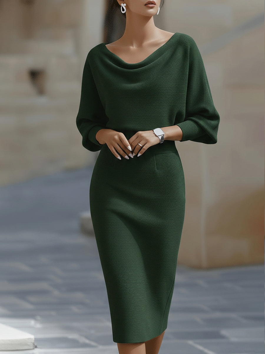 Draped Batwing-Sleeve Dress for Women