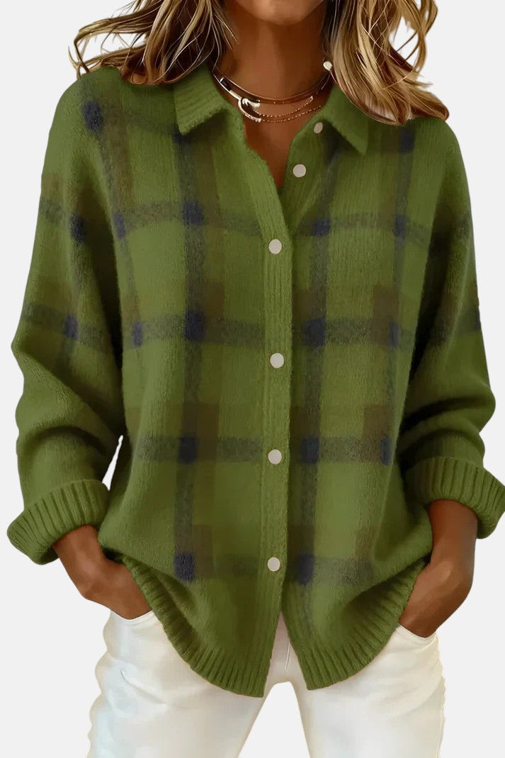 Elegant Plaid Cardigan