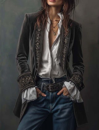 Embroidered Longline Jacket