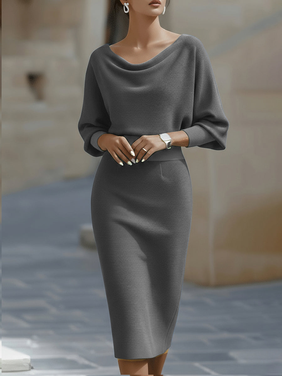 Draped Batwing-Sleeve Dress for Women