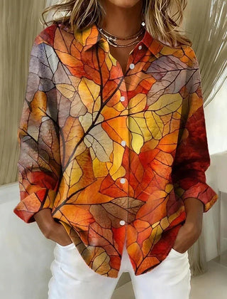 Vintage Botanical Print Button Blouse