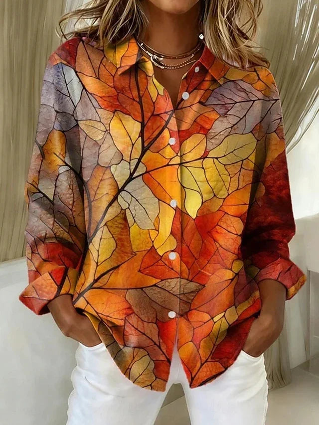 Vintage Botanical Print Button Blouse