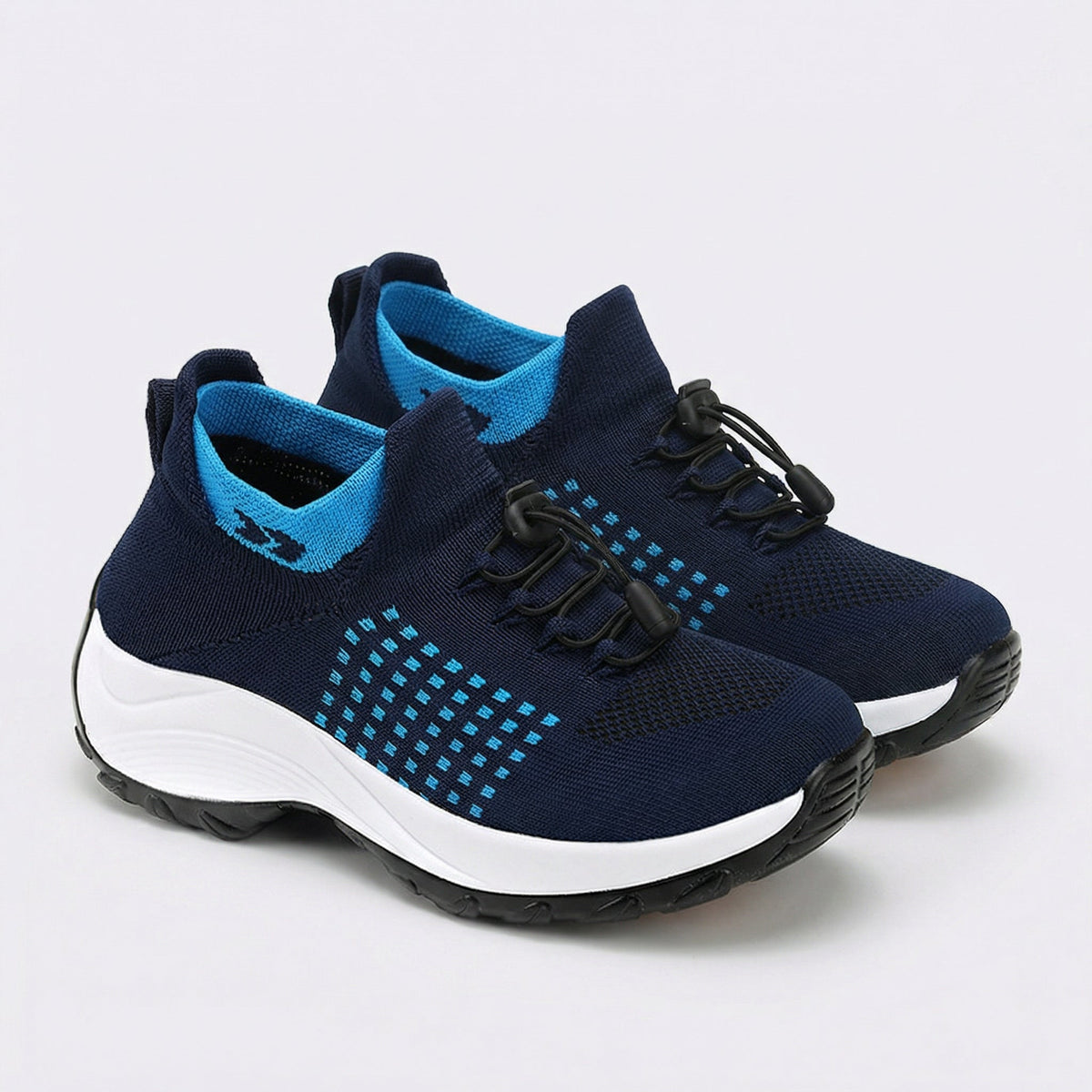 Orthopedic Knit Fabric Shoes in Blue & Navy Blue