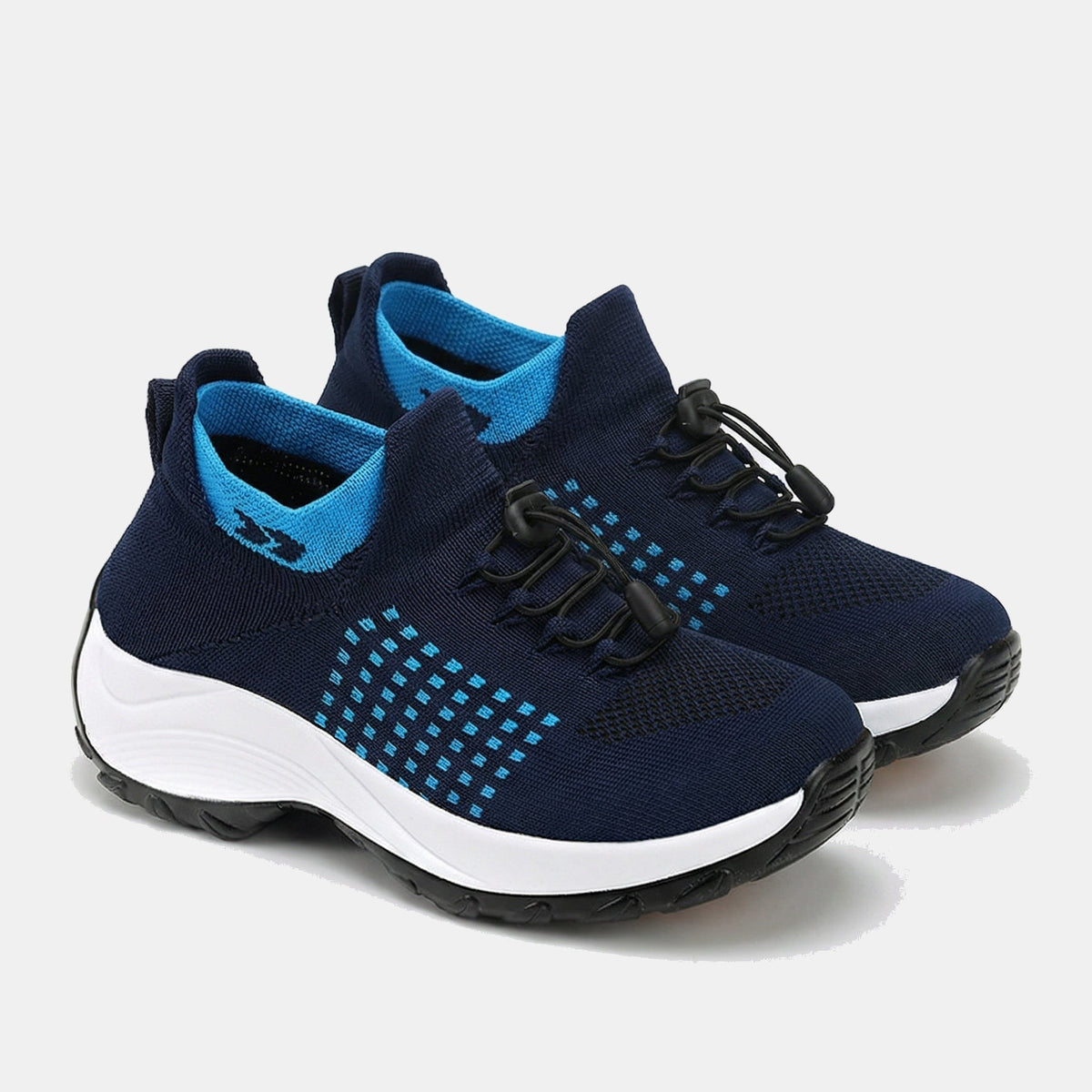 Orthopedic Knit Fabric Shoes in Blue & Navy Blue