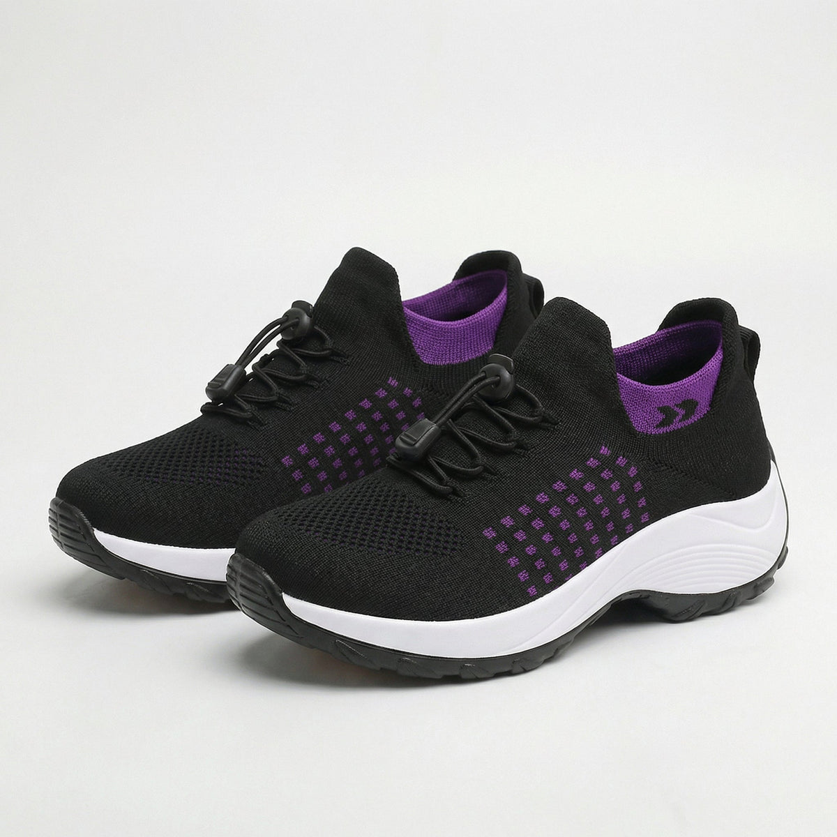 Orthopedic Knit Fabric Shoes in Purple & Black