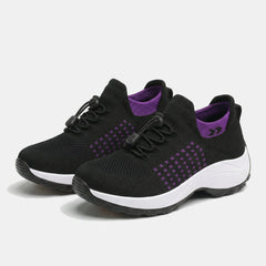 Orthopedic Knit Fabric Shoes in Purple & Black