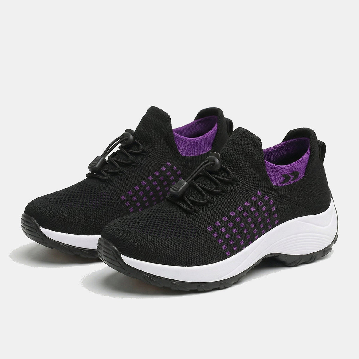 Orthopedic Knit Fabric Shoes in Purple & Black