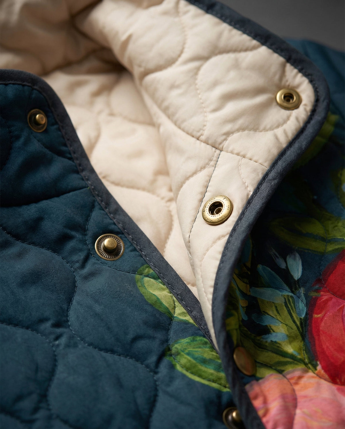 Vintage Floral Print Quilted Jacket