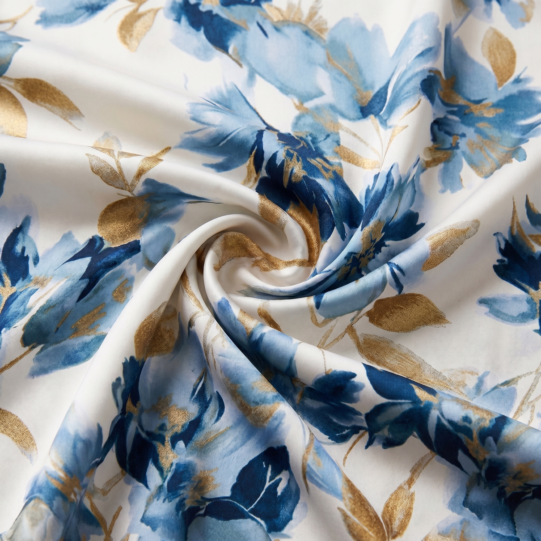 Elara | Watercolor Floral Midi Dress with Waist Tie