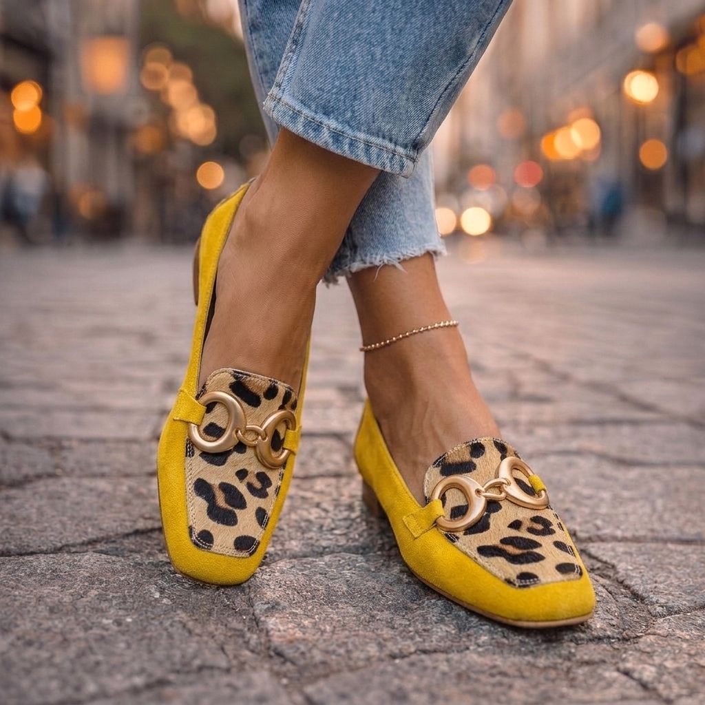 Loafers with Horsebit Detail in leopard