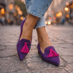 Pointed Flats in purple and rose