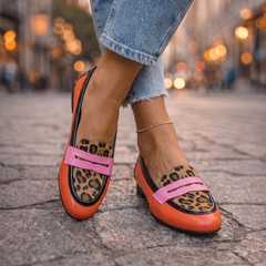 Penny Loafers in orange red