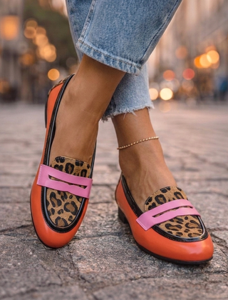 Penny Loafers in orange red