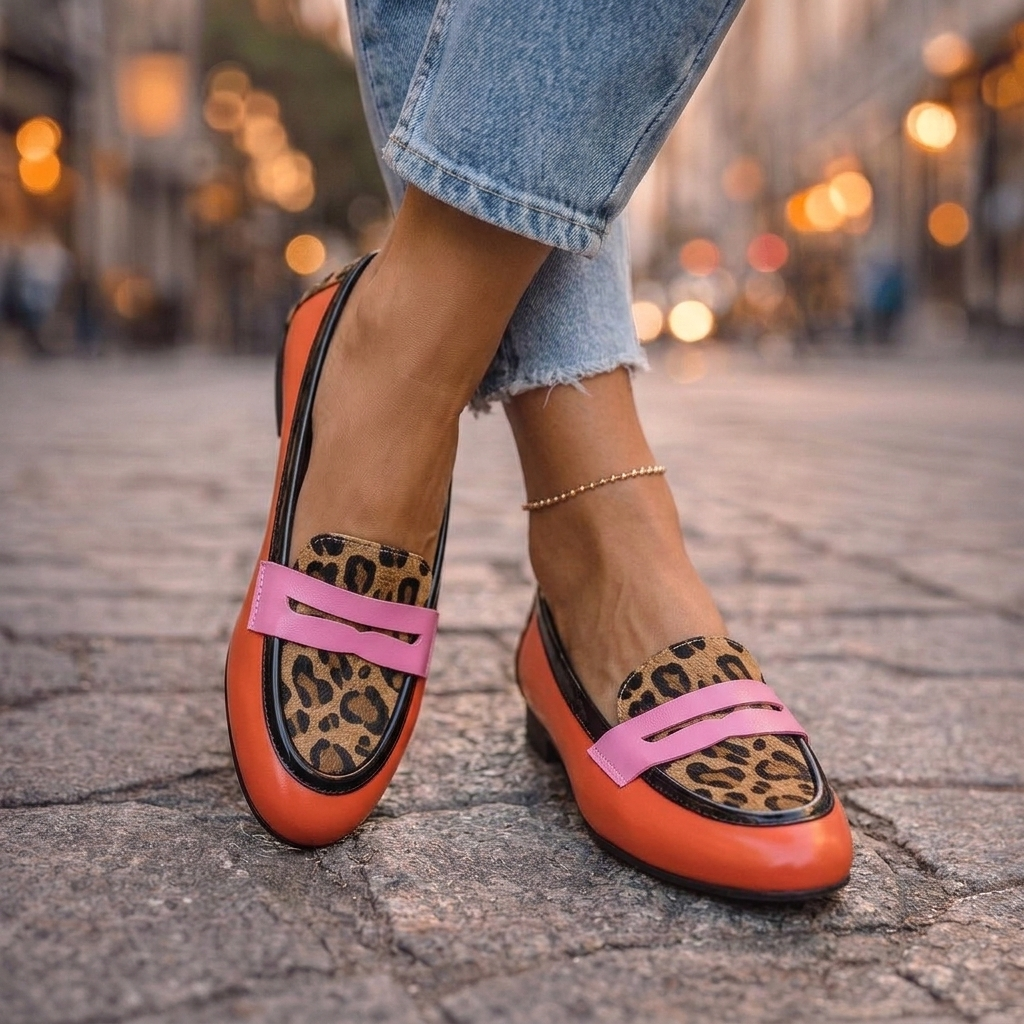 Penny Loafers in orange red