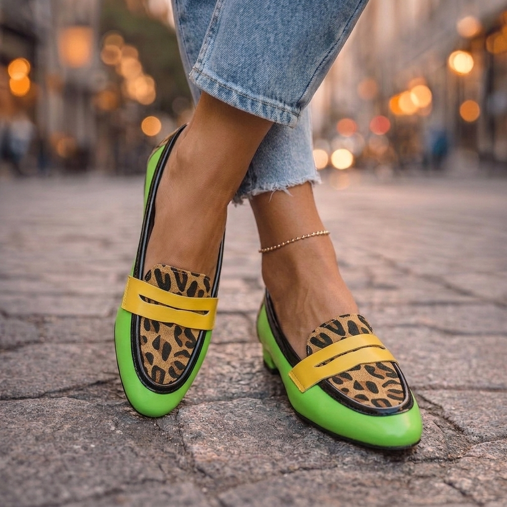 Penny Loafers in grass green