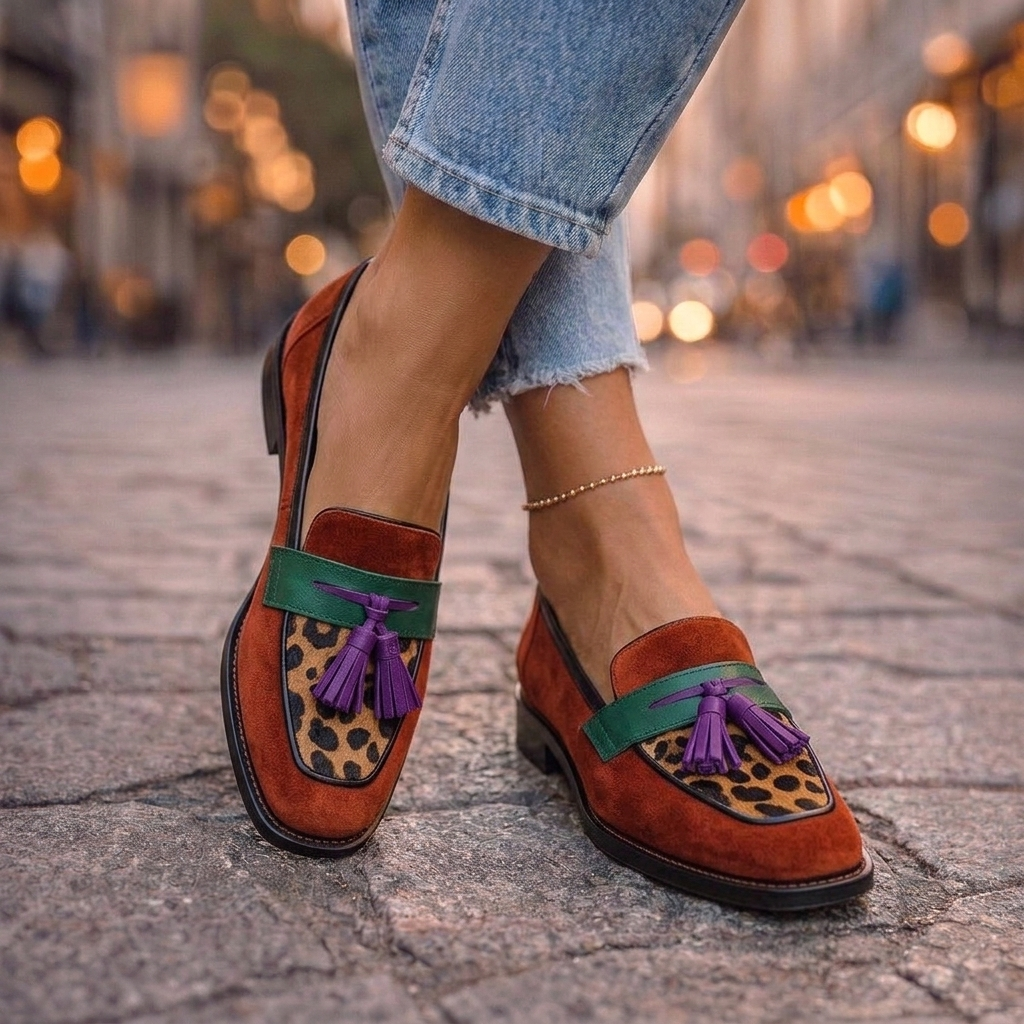Square-Toe Fringed Loafers