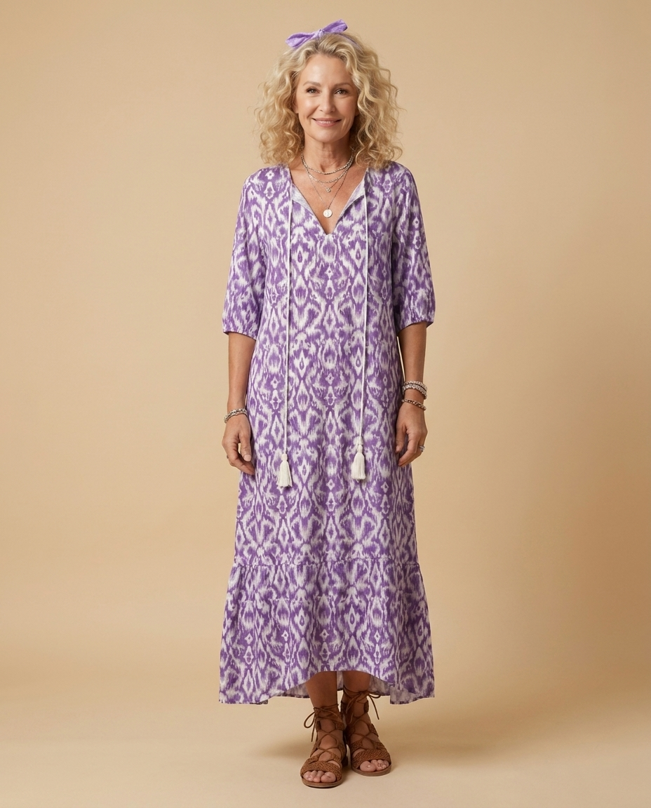 Marisa | Flowy Printed Midi Dress with Tie Detail