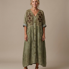 Nora | Oversized Button-Front Midi Dress with Pocket