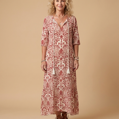 Nikki | Flowy Midi Dress with Embellished Print