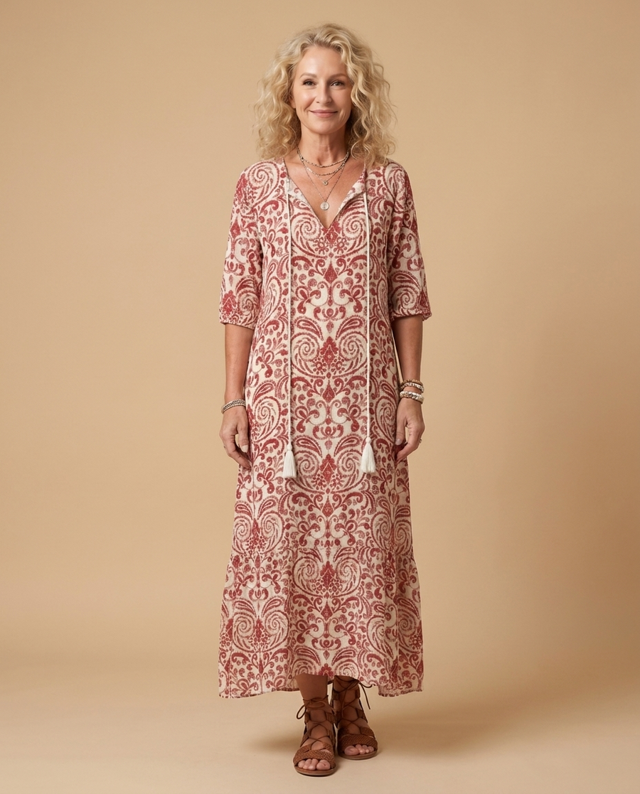 Nikki | Flowy Midi Dress with Embellished Print
