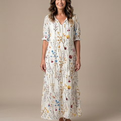 Tessa | Flowy Botanical-Print Midi Dress