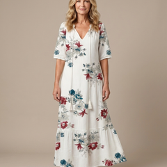 Mia | Flowy Midi Dress in Scattered Florals
