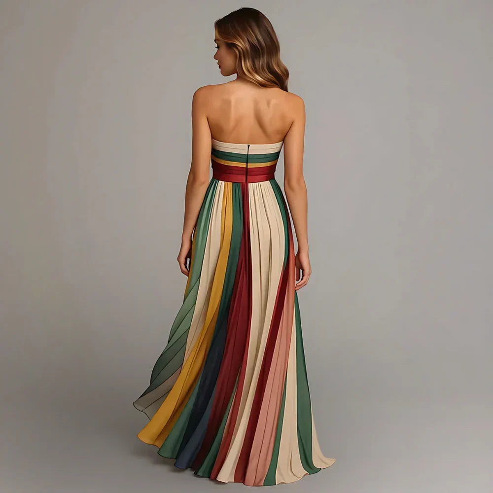 Strapless Pleated Maxi Dress