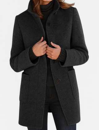Button-Front Tailored Midi Coat