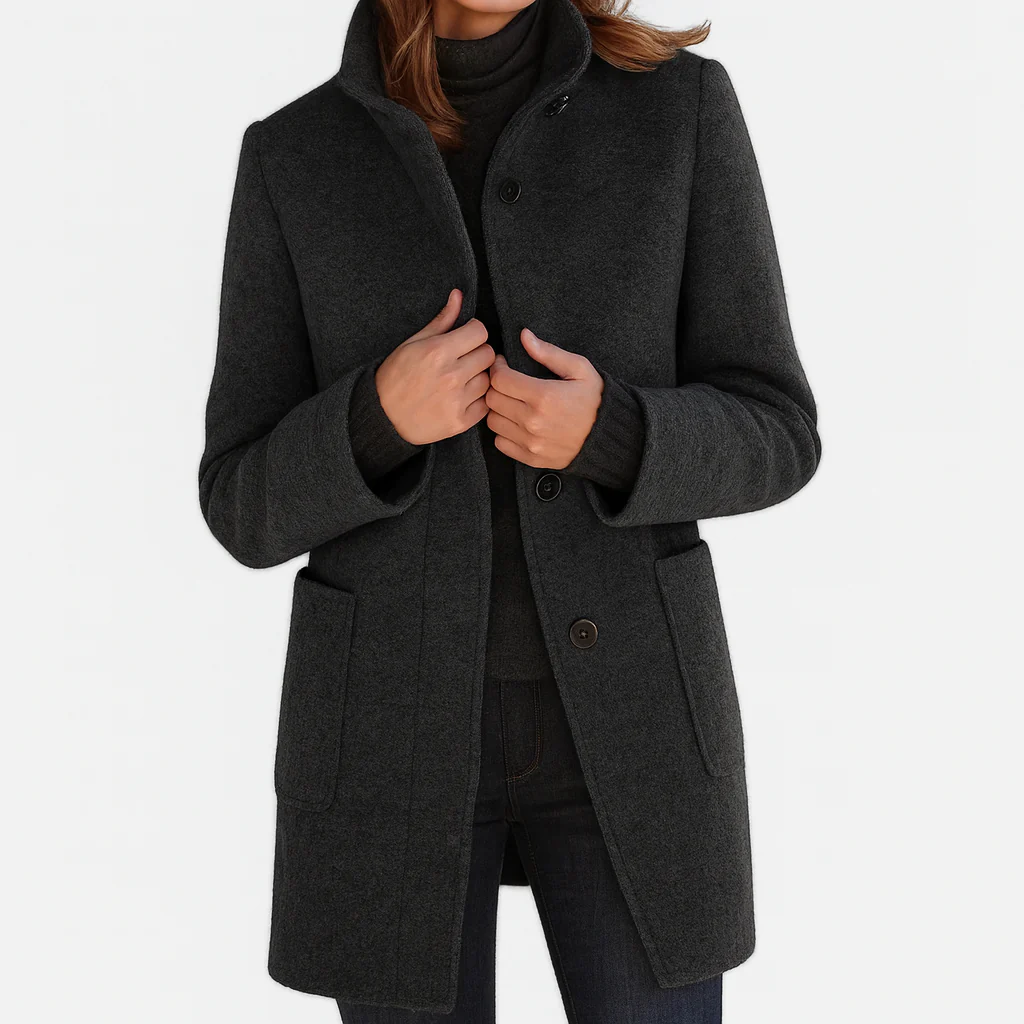 Button-Front Tailored Midi Coat